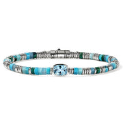 JOHN HARDY Sterling Silver Swiss Blue Topaz Beaded Heishi Bracelet